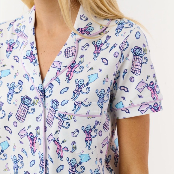 Roller Rabbit Slumber Party Pajama 12 Days Christmas XS Polo Pajama Set NEW - Picture 2 of 3